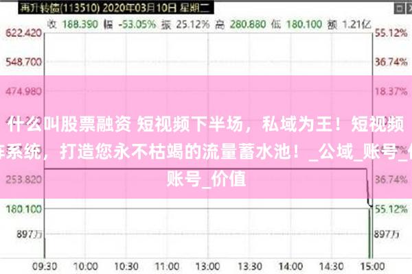 什么叫股票融资 短视频下半场，私域为王！短视频矩阵系统，打造您永不枯竭的流量蓄水池！_公域_账号_价值