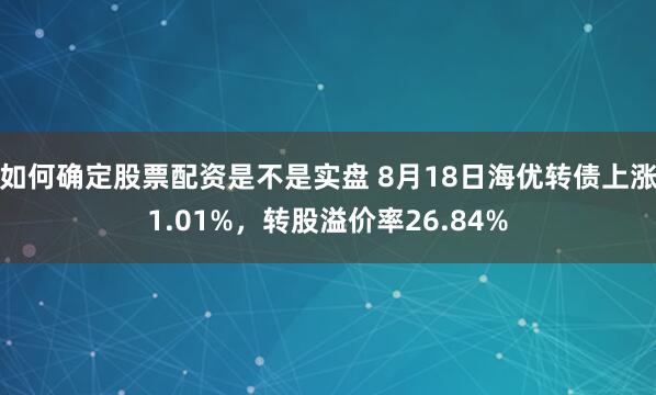 如何确定股票配资是不是实盘 8月18日海优转债上涨1.01%，转股溢价率26.84%