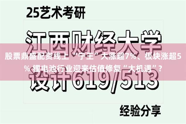 股票鼎盛配资线上 “宁王”大涨超7%、板块涨超5% 锂电池行业迎来估值修复“大机遇”?