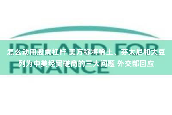 怎么动用股票杠杆 美方称将稀土、芬太尼和大豆列为中美经贸磋商的三大问题 外交部回应